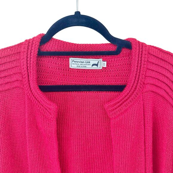 Peruvian Link Ebel cardigan sweater 100% alpaca bright red women’s one size - Picture 5 of 9
